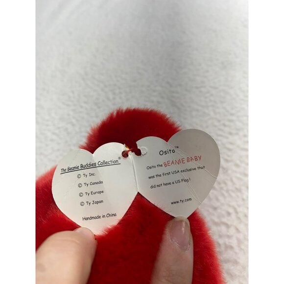 Ty Beanie Buddies Collection 1999 Osito Bear Red With Mexican Flag Plush 14" - Picture 9 of 9